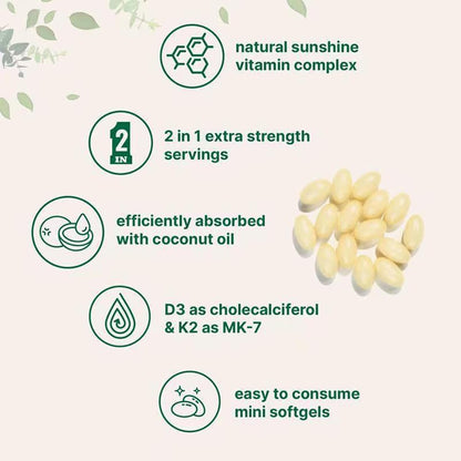 Cápsulas blandas MicroLabs D3 K2 para salud ósea y energía