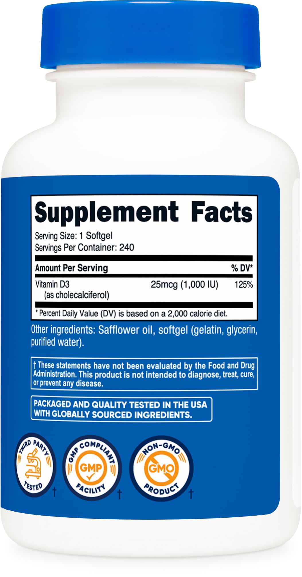 Cápsulas blandas Nutricost vitamina d3 para salud inmunológica