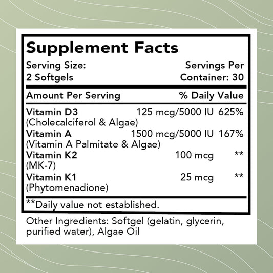 Cápsulas blandas de Optimal Health Systems Essential DAK1K2 para salud ósea
