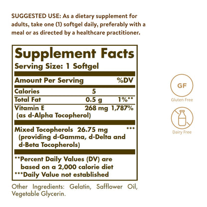 Cápsulas blandas Solgar hierro suave y vitamina e 268 mg, 400 UI
