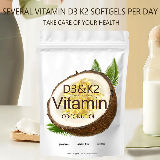 Cápsulas blandas suplementarias Vitamina D3 10000 IU y K2