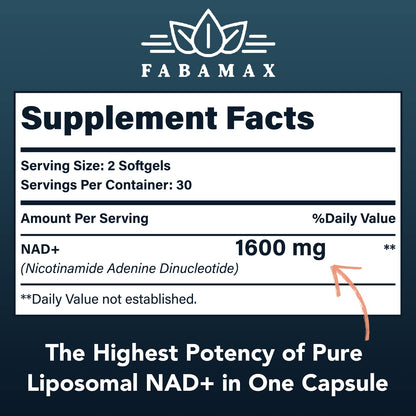 Cápsulas blandas suplemento NAD+ Fabamax alta absorción