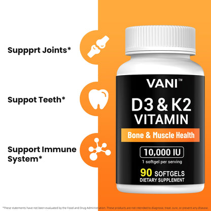 Cápsulas blandas VANI D3 y K2 para huesos y dientes