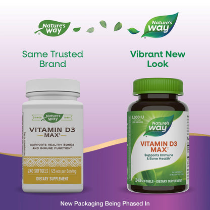 Cápsulas blandas Vitamin D3 Max Nature's Way en mano