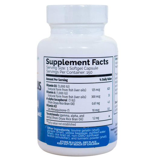 Capsulas blandas Vitamin D3 Plus 5000 IU etiquetas laterales