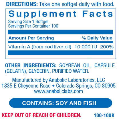 Cápsulas blandas vitamina A Anabolic Laboratories