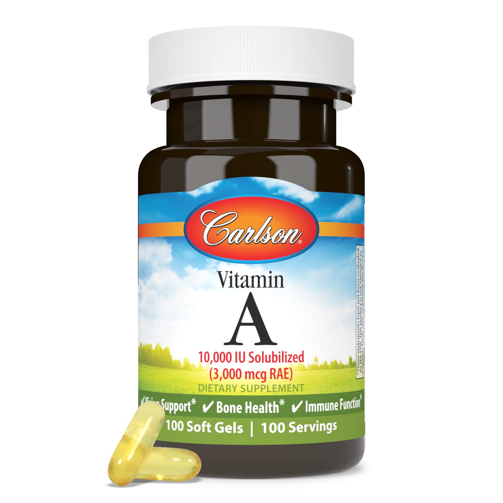 Cápsulas blandas vitamina A soluble Carlson 10,000 IU