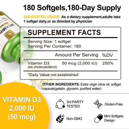 Detalle de cápsulas blandas de vitamina D3 para salud inmune y ósea