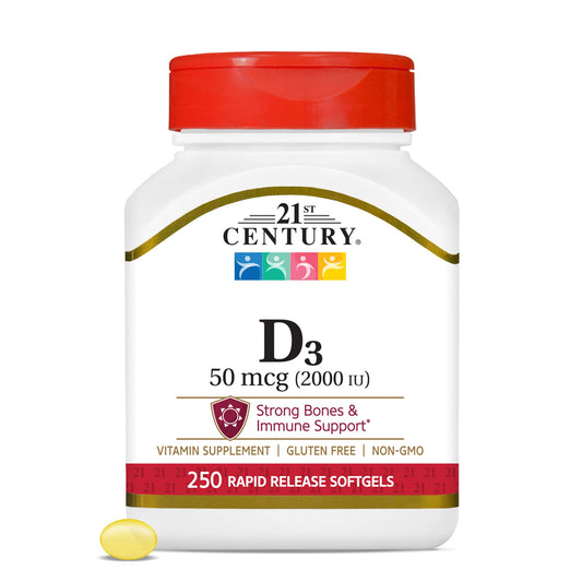 Cápsulas blandas de Vitamina D3 2000 IU 21st Century