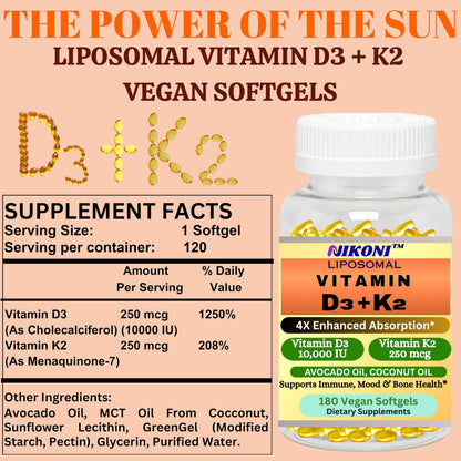 Capsulas blandas con vitamina D3 y K2 para adultos