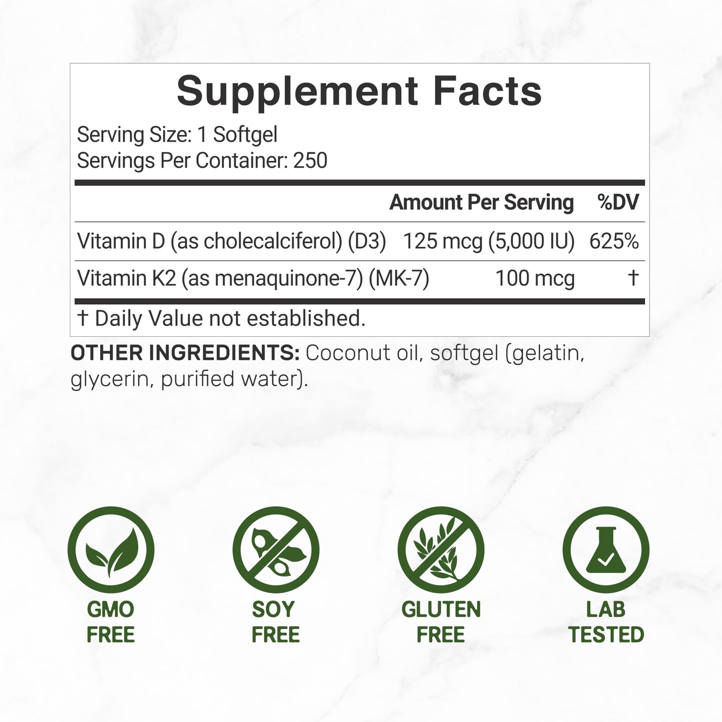 Cápsulas blandas vitamina D3 K2 suplemento DEAL SUPPLEMENT