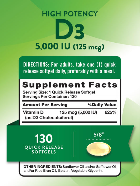Cápsulas blandas vitamina D3 Nature's Truth 5000 UI