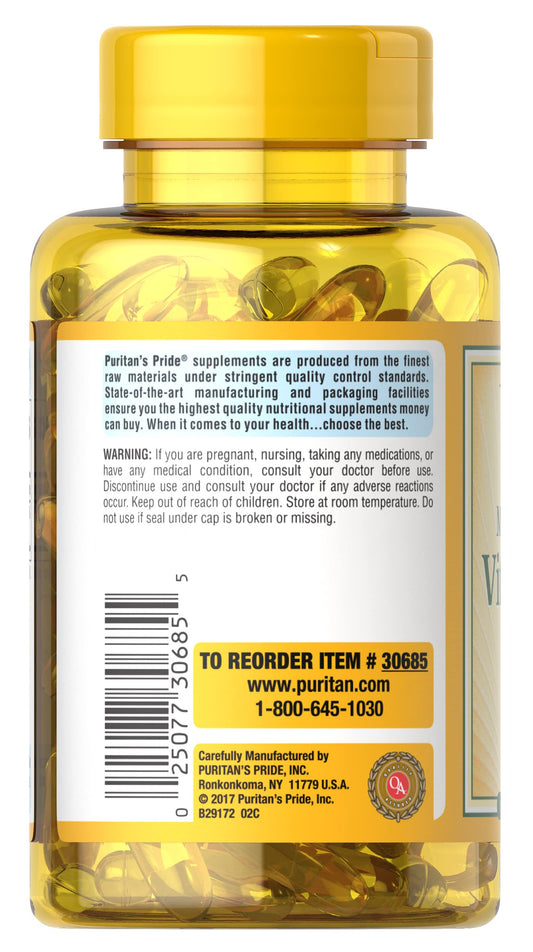 Cápsulas blandas Vitamina D3 Puritan's Pride 5000 UI