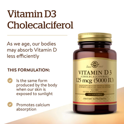 Cápsulas blandas vitamina d3 solgar 5000 ui