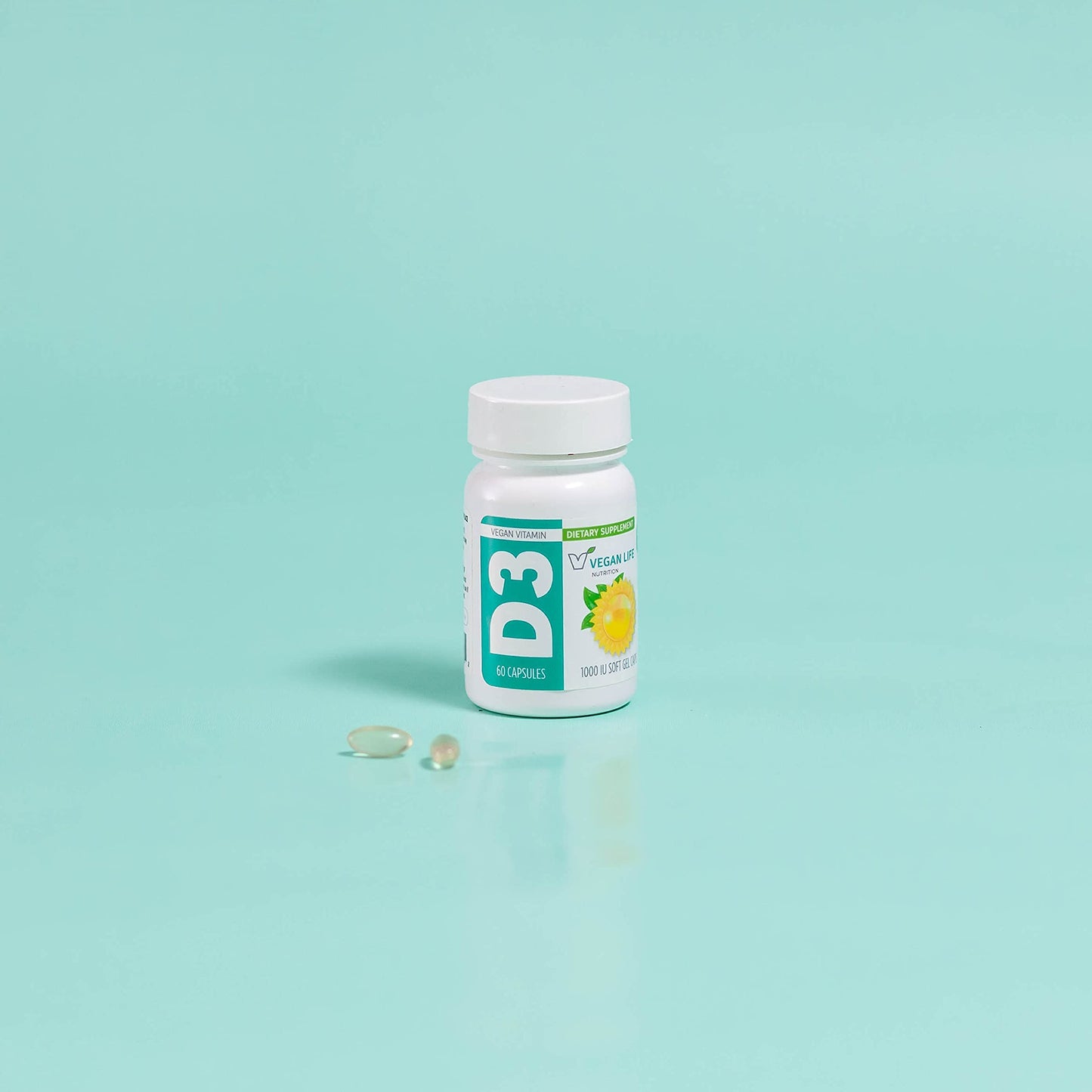 Cápsulas blandas vitamina d3 vegan life nutrition