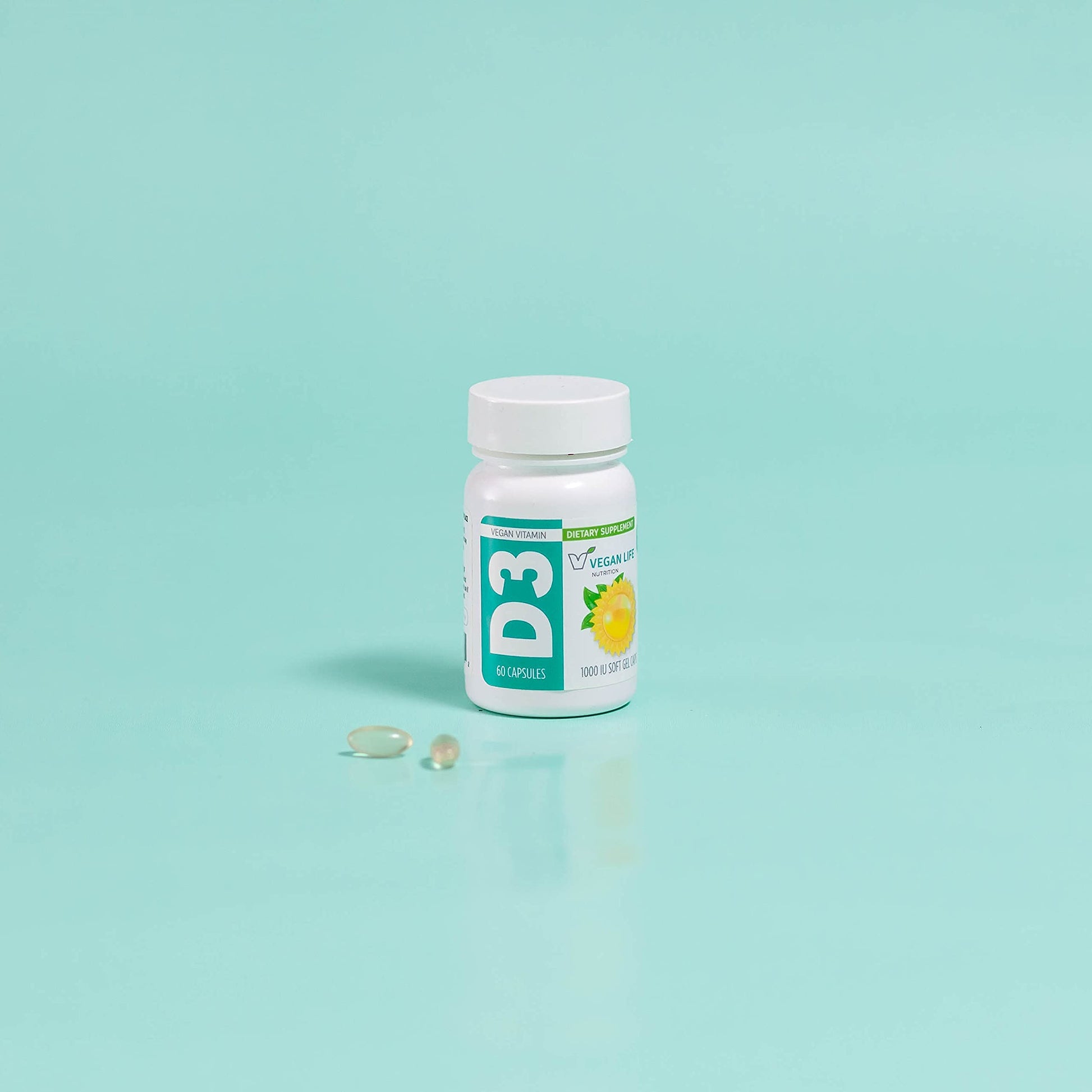 Cápsulas blandas vitamina d3 vegan life nutrition