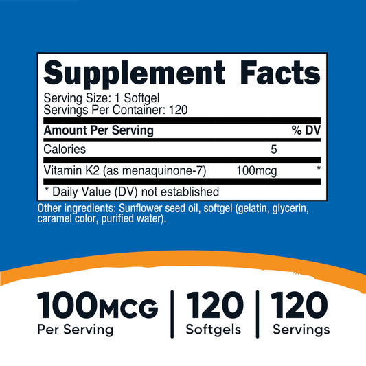 Cápsulas blandas de Vitamina K2 MK-7 Nutricost