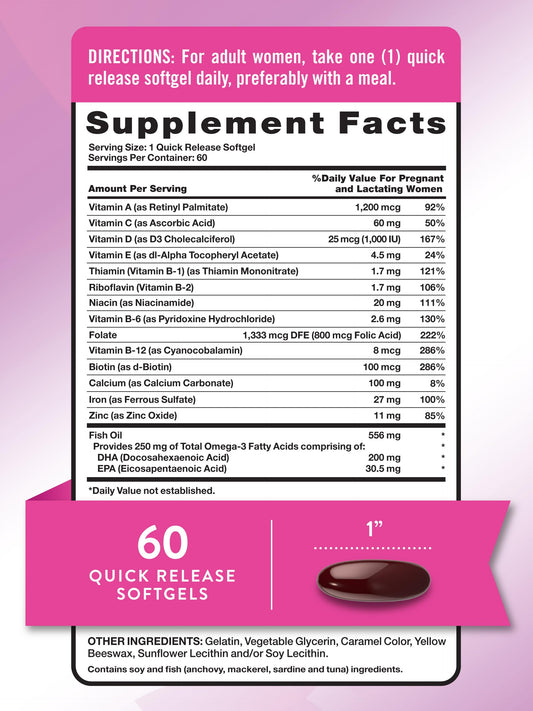 Cápsulas blandas vitaminas prenatales Nature's Truth 60 softgels