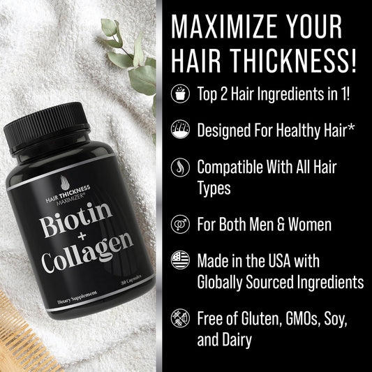 Cápsulas para cabello grueso y saludable con biotina y colágeno