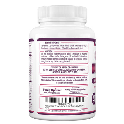 Cápsulas para cabello sano y fuerte Purely Optimal 60 unidades