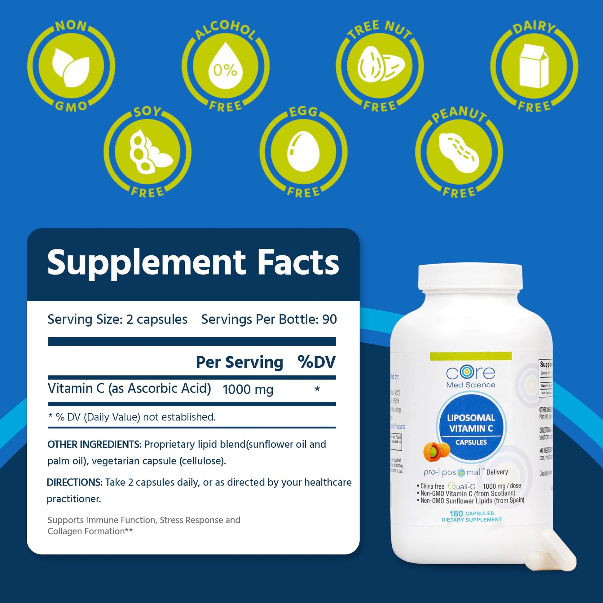 Cápsulas Core Med Science vitamina C con máxima absorción