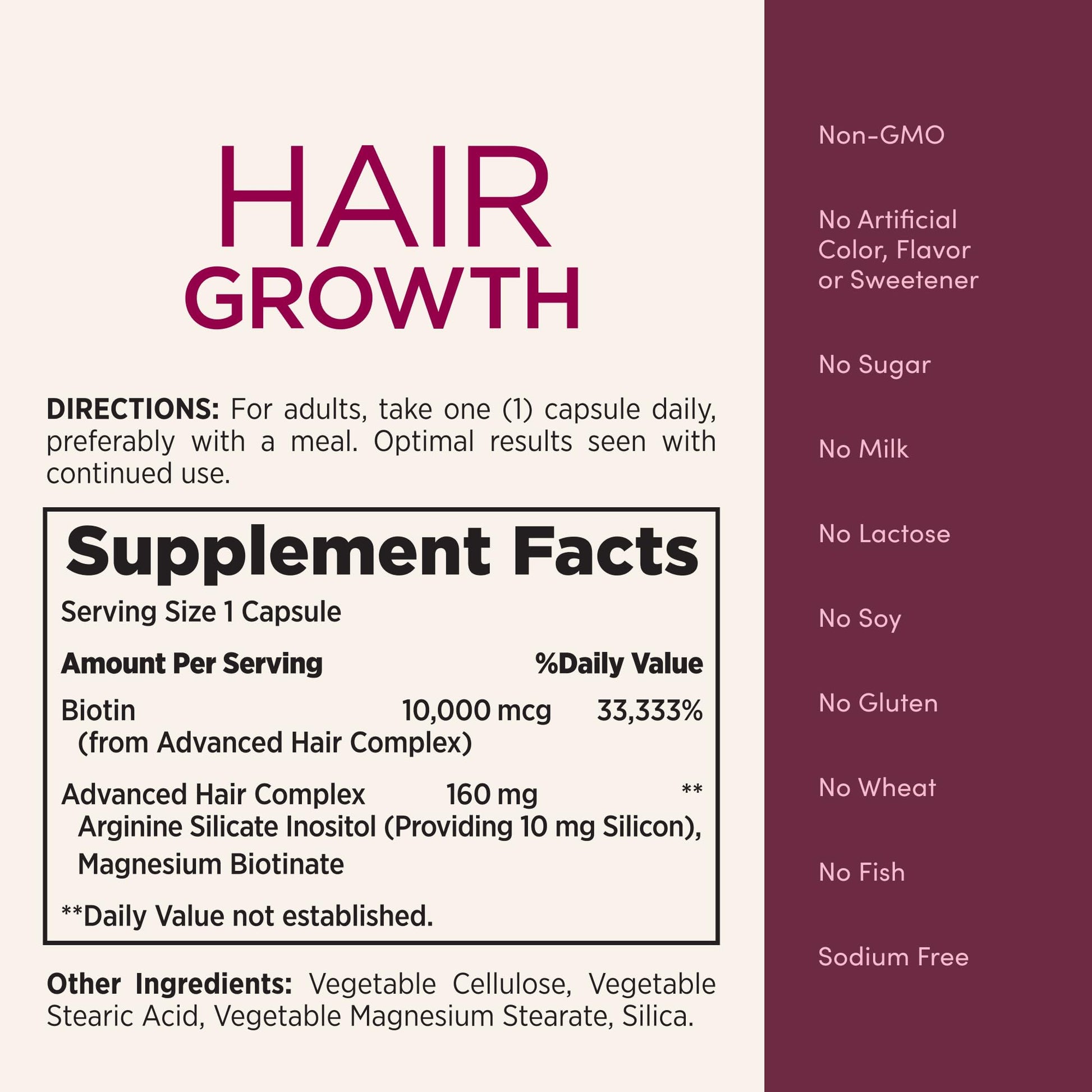 Cápsulas para crecimiento del cabello con arginina