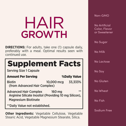 Cápsulas para crecimiento del cabello con arginina