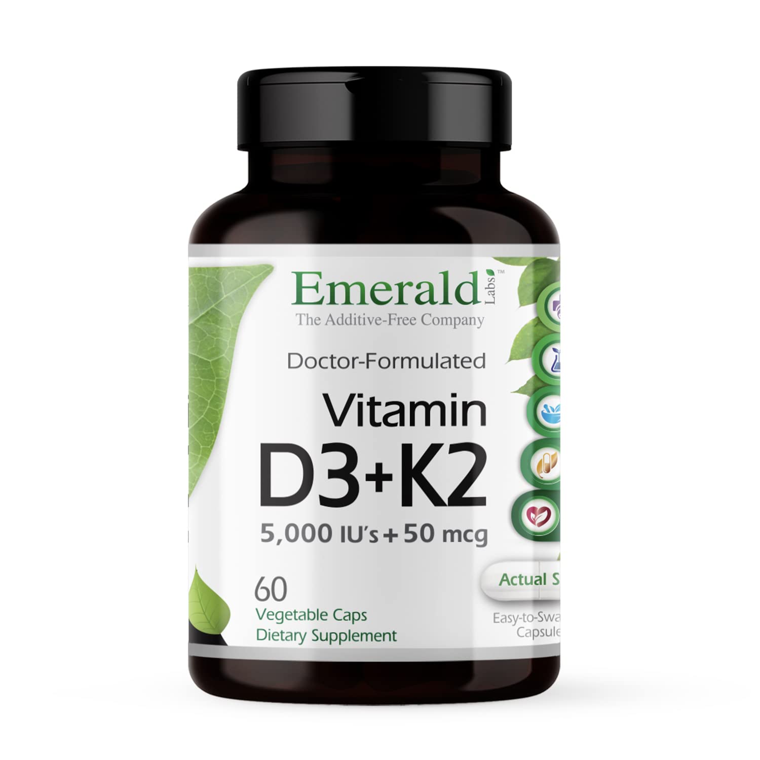 Cápsulas EMERALD LABS vitamina D3 y K2 para huesos fuertes