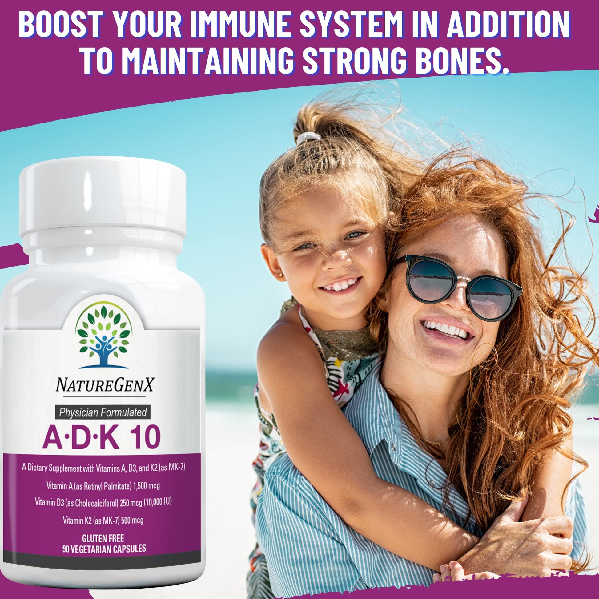 Cápsulas en mano NatureGenX vitamina ADK