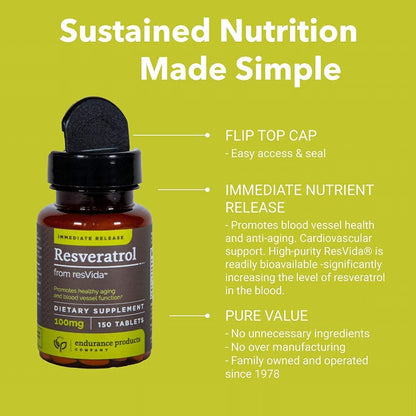 Cápsulas Endurance suplemento antioxidante resveratrol y niacina