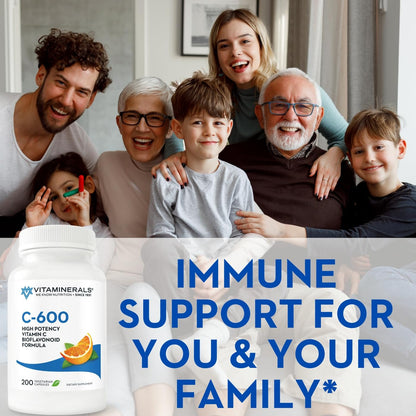 Cápsulas y envase Vitaminerals vitamina C 600 mg