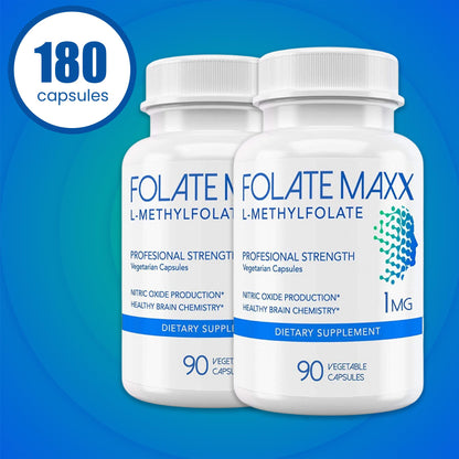 Cápsulas FolateMaxx L-Metilfolato presentación del suplemento