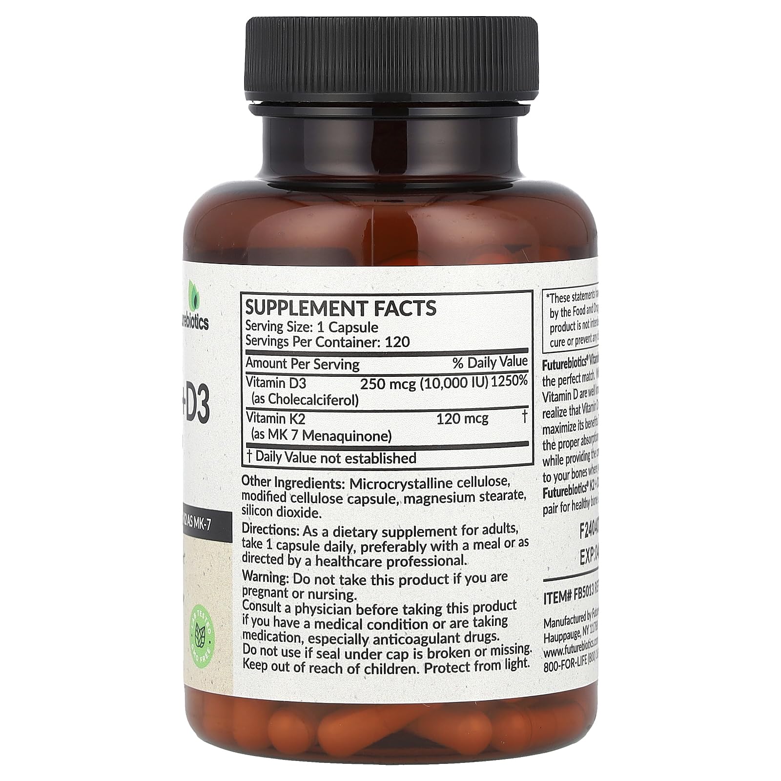 Cápsulas futurebiotics vitamina k2 y d3 extra fuerte