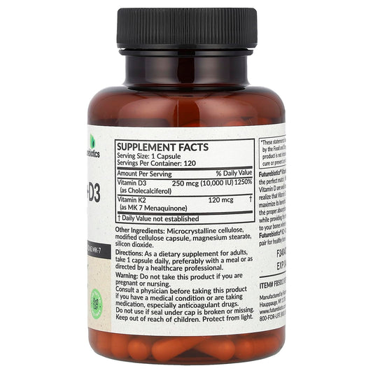 Cápsulas futurebiotics vitamina k2 y d3 extra fuerte
