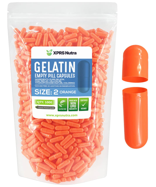 Cápsulas de gelatina vacías tamaño 2 de color naranja