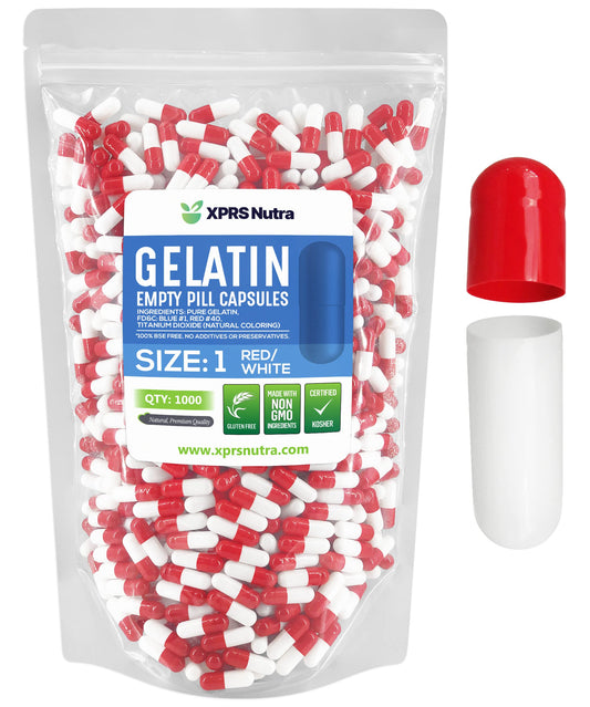 Paquete de cápsulas de gelatina vacía tamaño 1 rojo y blanco
