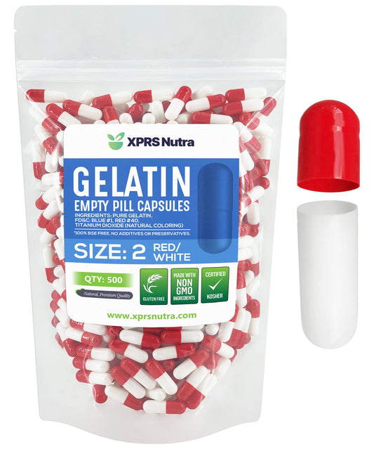 Cápsulas vacías de gelatina rojo y blanco tamaño 2