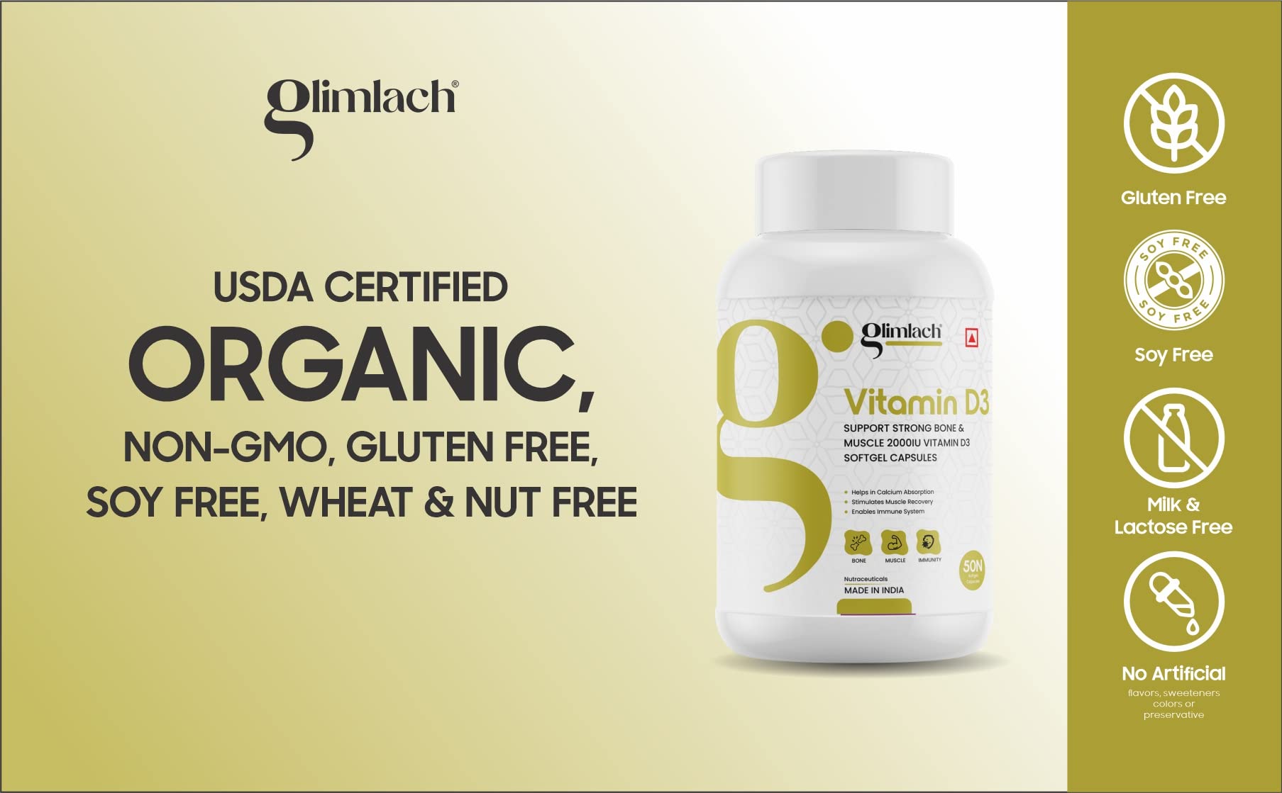 Cápsulas blandas GLIMLACH vitamina D3 fáciles de absorber