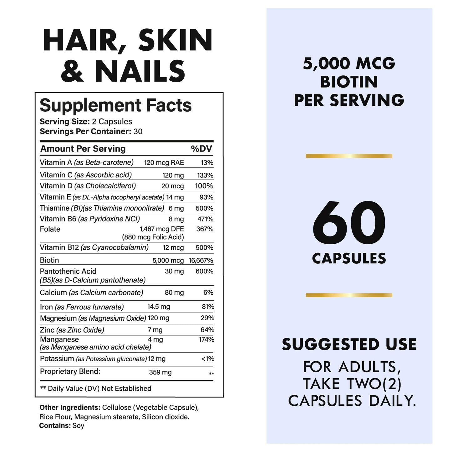 Cápsulas Hair Shield vitaminas con calcio y zinc para uñas
