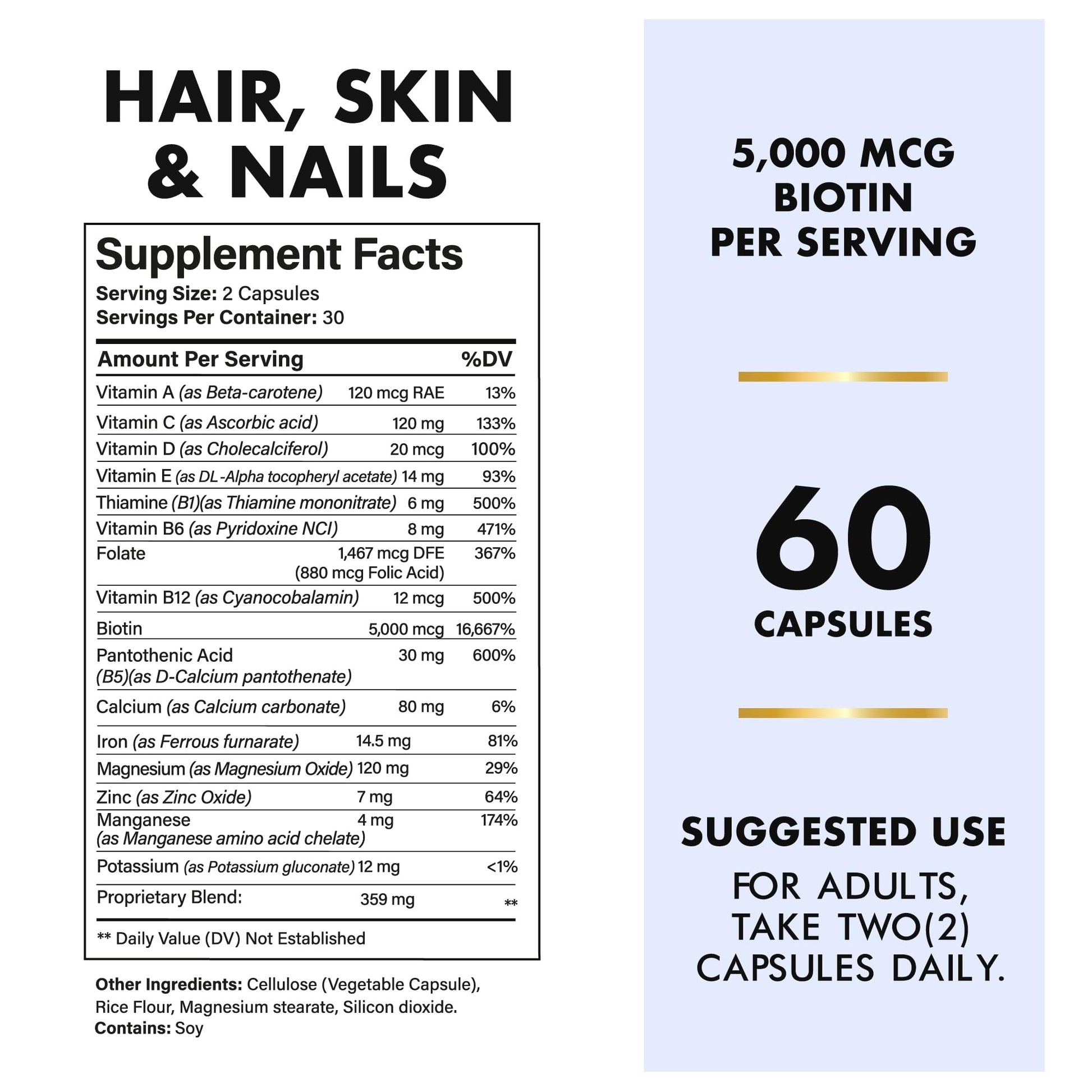Cápsulas Hair Shield vitaminas con calcio y zinc para uñas