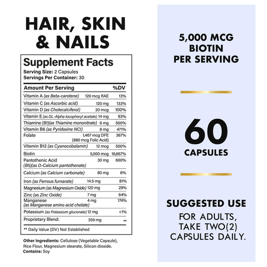 Cápsulas Hair Shield vitaminas con calcio y zinc para uñas