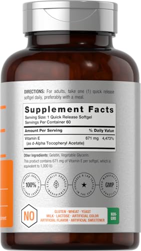 Cápsulas Horbäach vitamina E 1000 IU no transgénicas, sin gluten