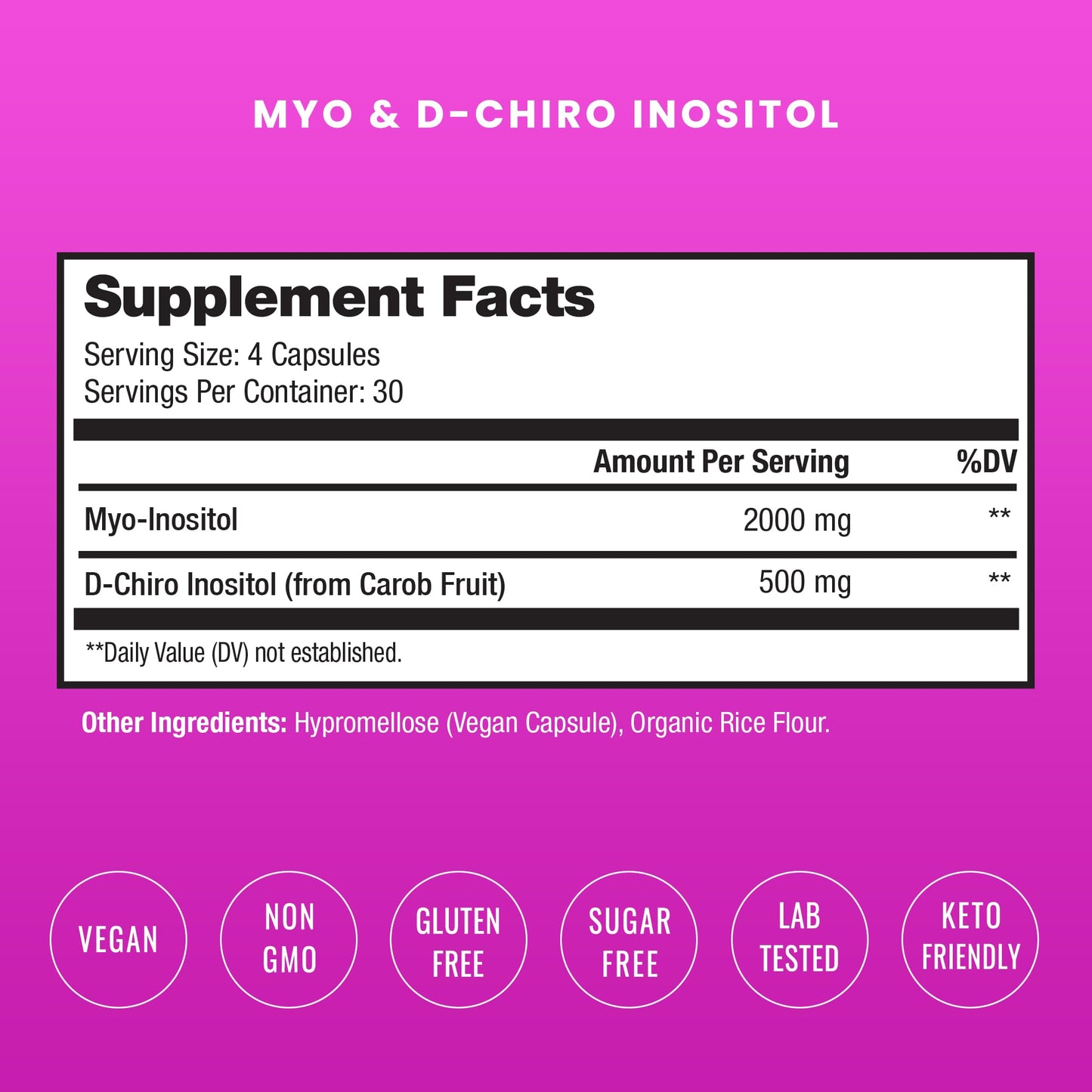 Cápsulas de Inositol NutraChamps para salud hormonal femenina