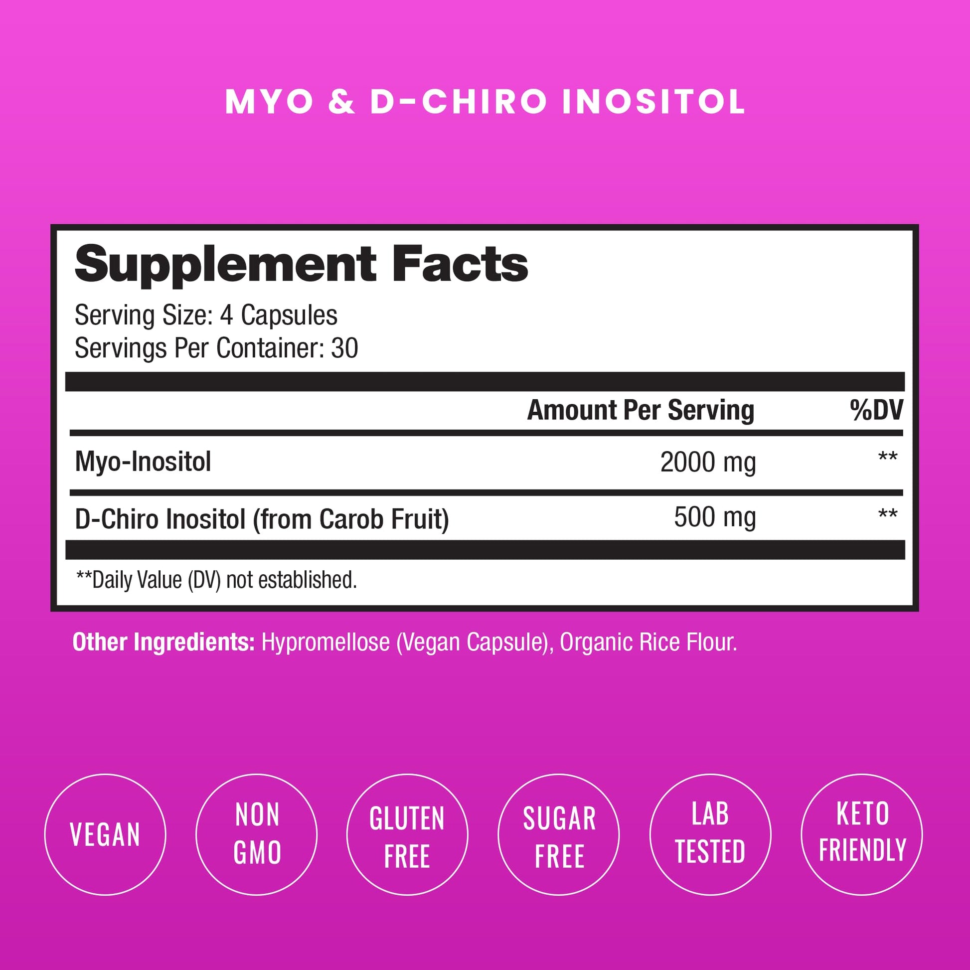 Cápsulas de Inositol NutraChamps para salud hormonal femenina