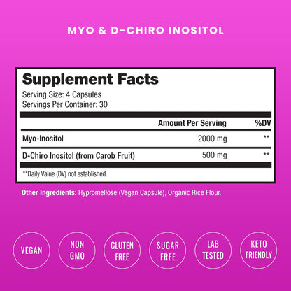 Cápsulas de Inositol NutraChamps para salud hormonal femenina