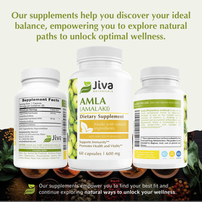 Cápsulas Jiva Botanicals amla polvo de grosella india natural