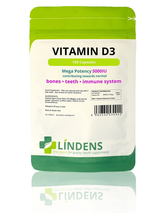 Cápsulas Lindens vitamina d3 5000 ui paquete 150