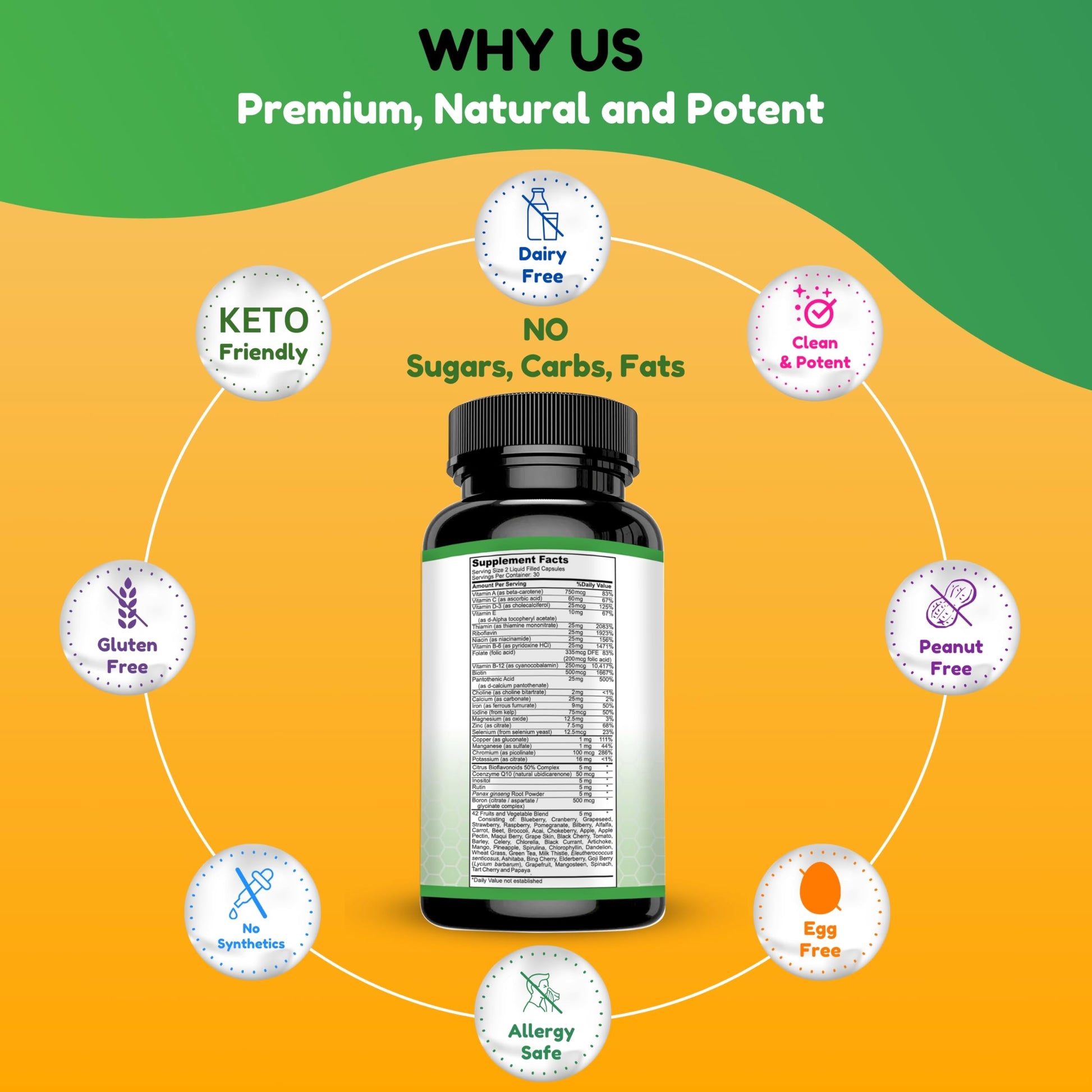 Cápsulas líquidas de multivitaminas halal SHIFAA