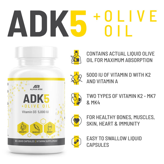 Cápsulas líquidas ALPHA RISE vitaminas A D K para huesos e inmunidad