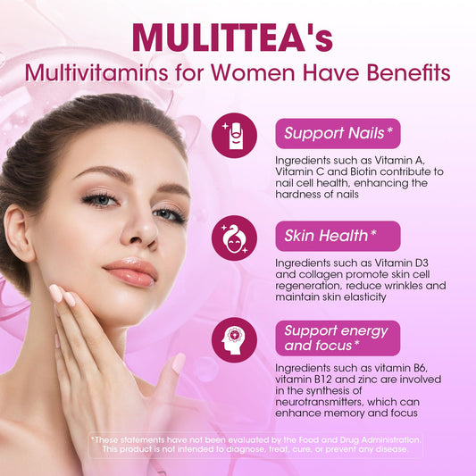 Cápsulas Mulittea para soporte de piel, cabello y uñas saludables